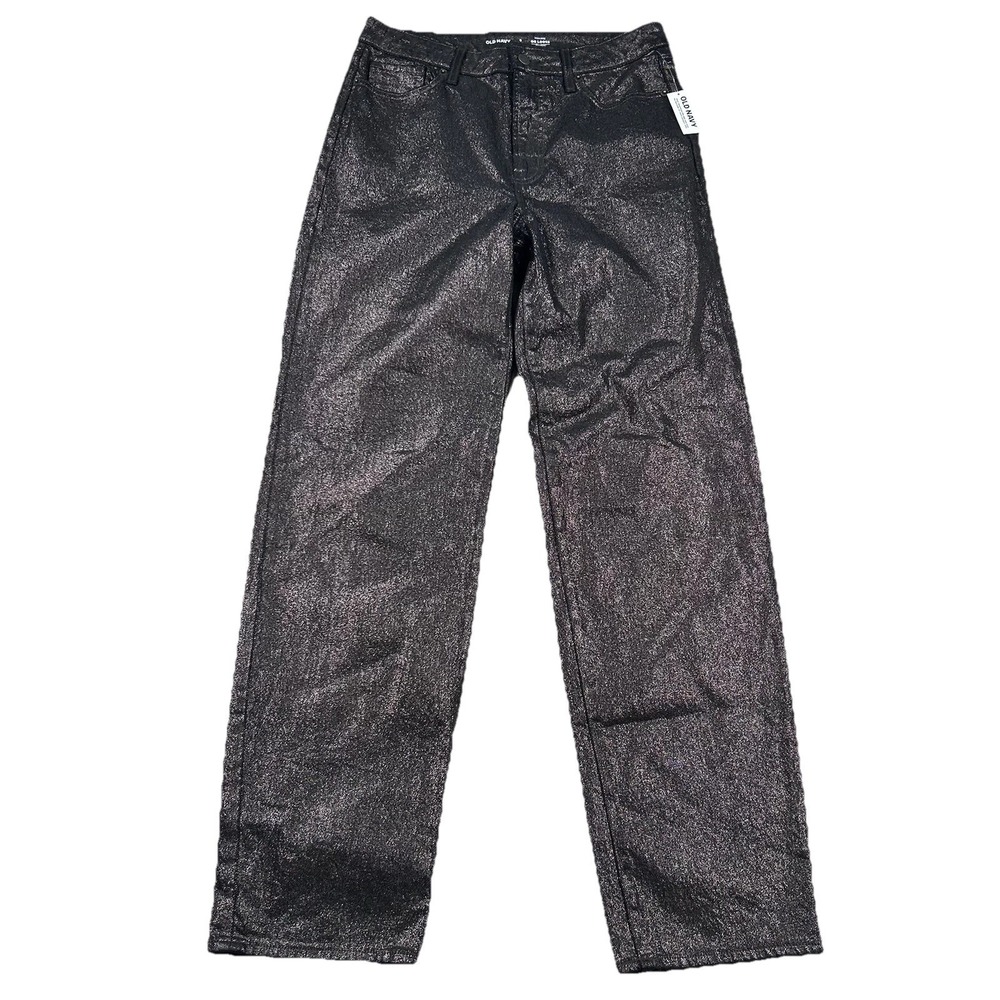 Old Navy Jeans Womens 8 Tall High Rise OG Loose Secret Smooth Pockets Shiney